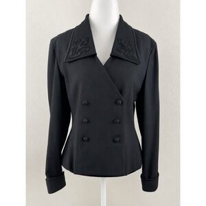 Kasper for A.S.L. Blazer Size 8 Black Embroidered Front Career Evening Jacket